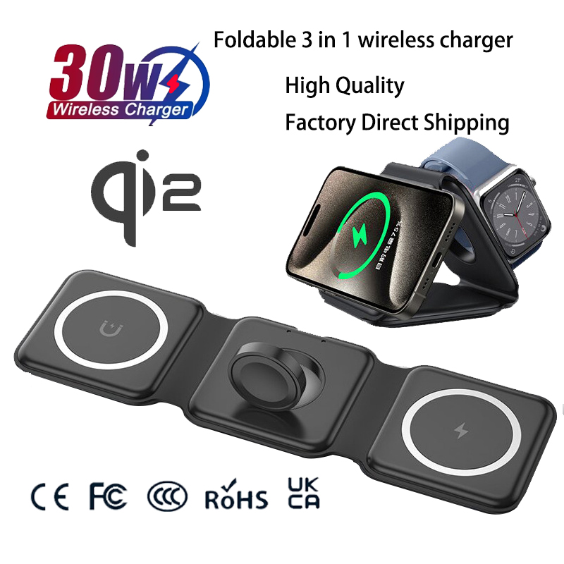 Wireless Charger 3 In 1 - Stasiun Pengisian Daya Lipat Magnetik Universal