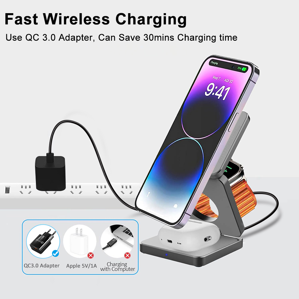 Dudukan Pengisi Daya Nirkabel  - Wireless Charger 3 In 1 ulasan dan harga