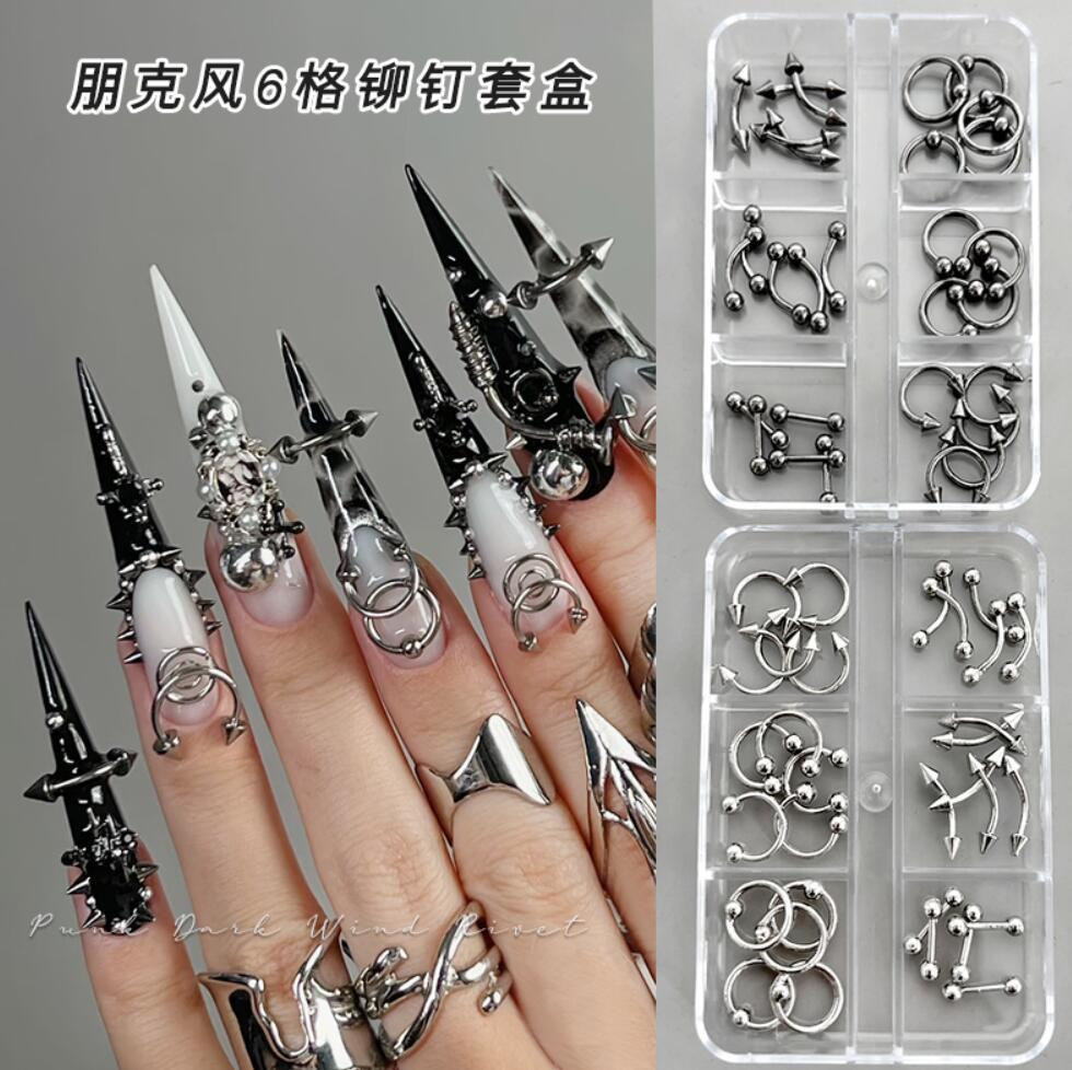 6Grids 3D Rivet Gaya Punk Hias - Y2K Tech Accessories ulasan dan harga