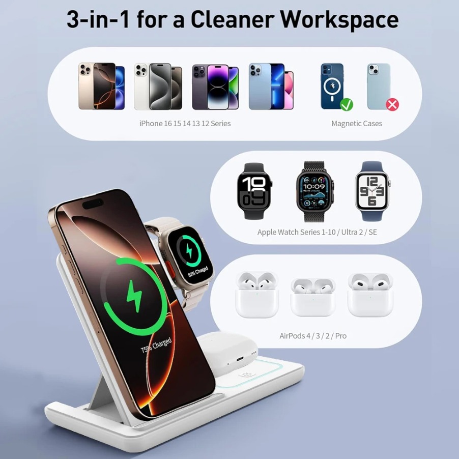 Dudukan Pengisi Daya Nirkabel  - Wireless Charger 3 In 1 ulasan dan harga
