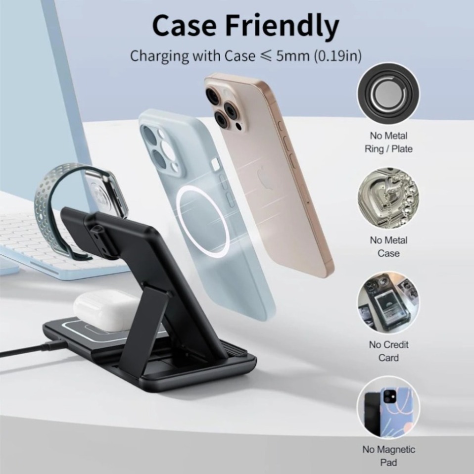 Lampu LED Malam Hari 3 In 1 Pe - Wireless Charger 3 In 1 ulasan dan harga