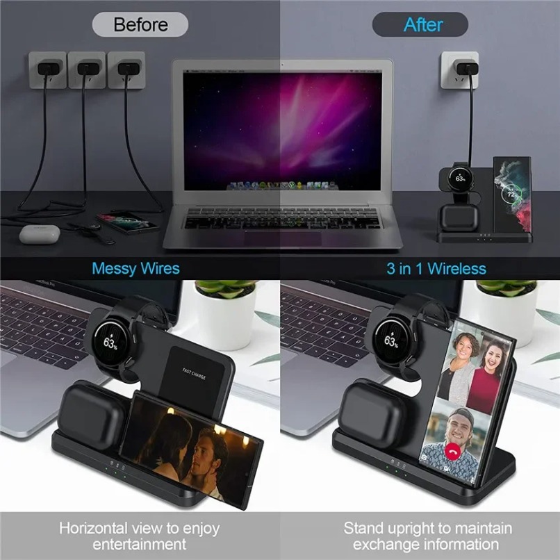 Stasiun Pengisian Daya Nirkabe - Wireless Charger 3 In 1 ulasan dan harga