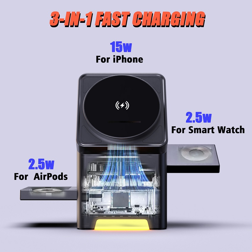 Pengisi Daya Nirkabel Magnetik - Wireless Charger 3 In 1 ulasan dan harga